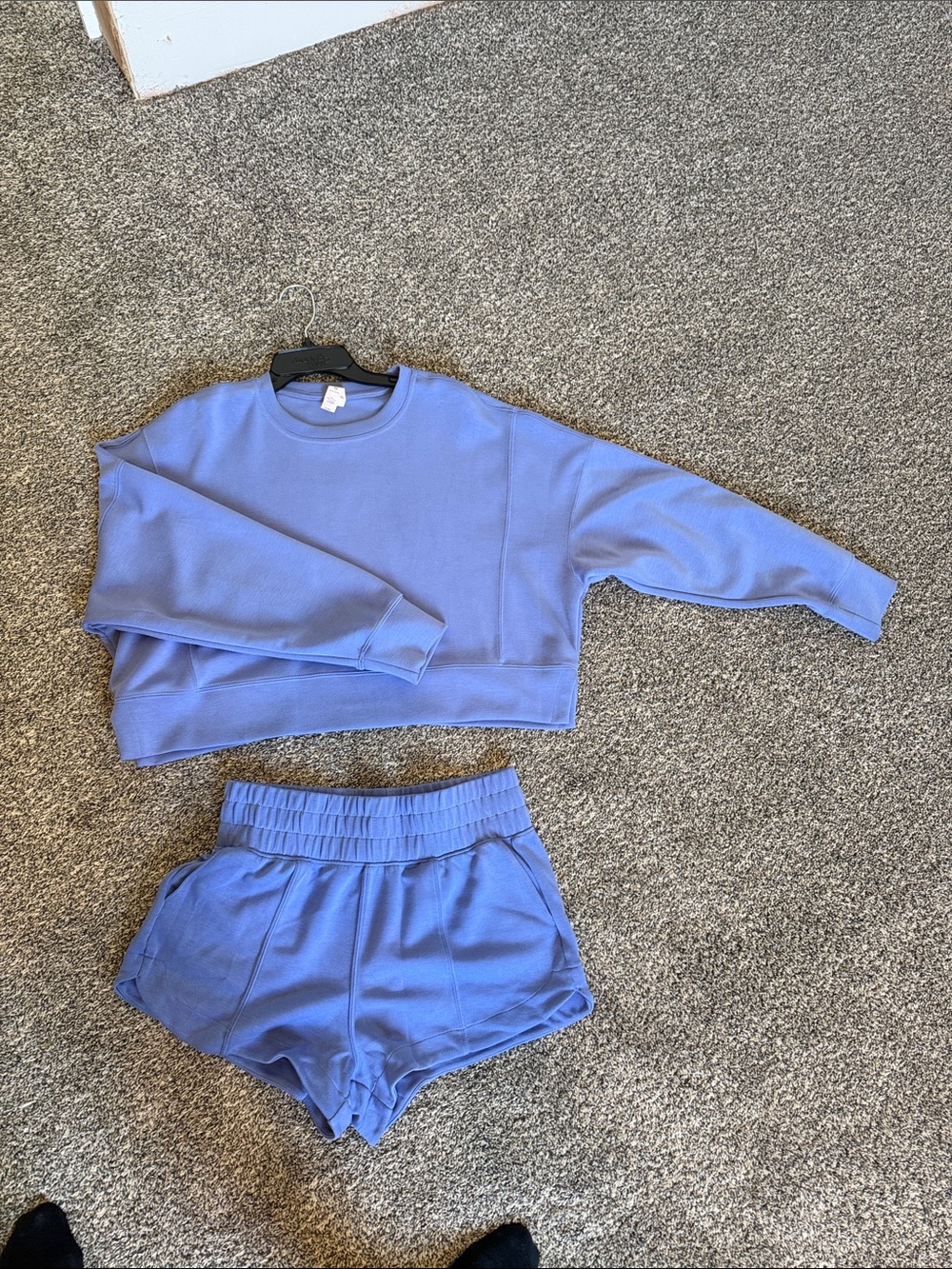 Periwinkle Two-Piece Lounge Set - Cropped Sweatshirt & Shorts